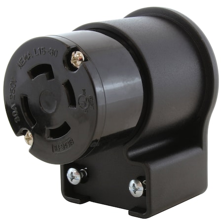 Ac Works Locking Connector, L15-30R, 30 A, 250V AC, Three Phase, Black ASEL1530R